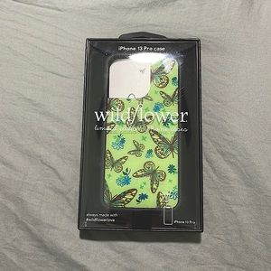 Green butterfly wildflower iPhone 13 pro phone case